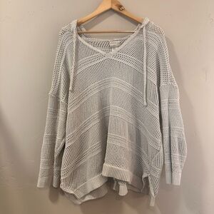 Nicole Miller Artelier Slouchy Boho hooded crochet sweater